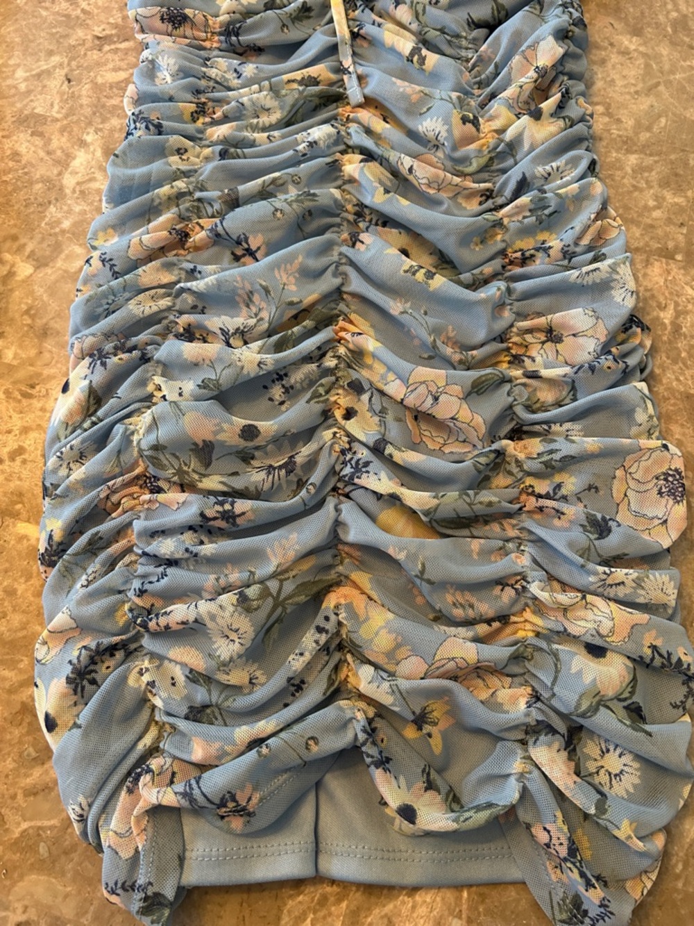 Light Blue Floral Ruched Mini Dress & Lavender Slip Dress - Picture 3 of 7